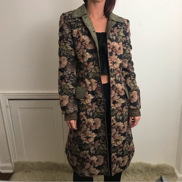 Philosophy Di Alberta Ferretti 90’s Romantic Tapestry Maxi Runway Rare Coat - Picture 6 of 16